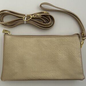 Gold Evening clutch pouch Crossbody bag/purse with multiple compartments